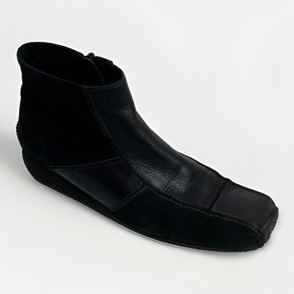 SEMLER Select German Black Leather Suede Ankle Boots Womens Size 9.5 G Sq Toe